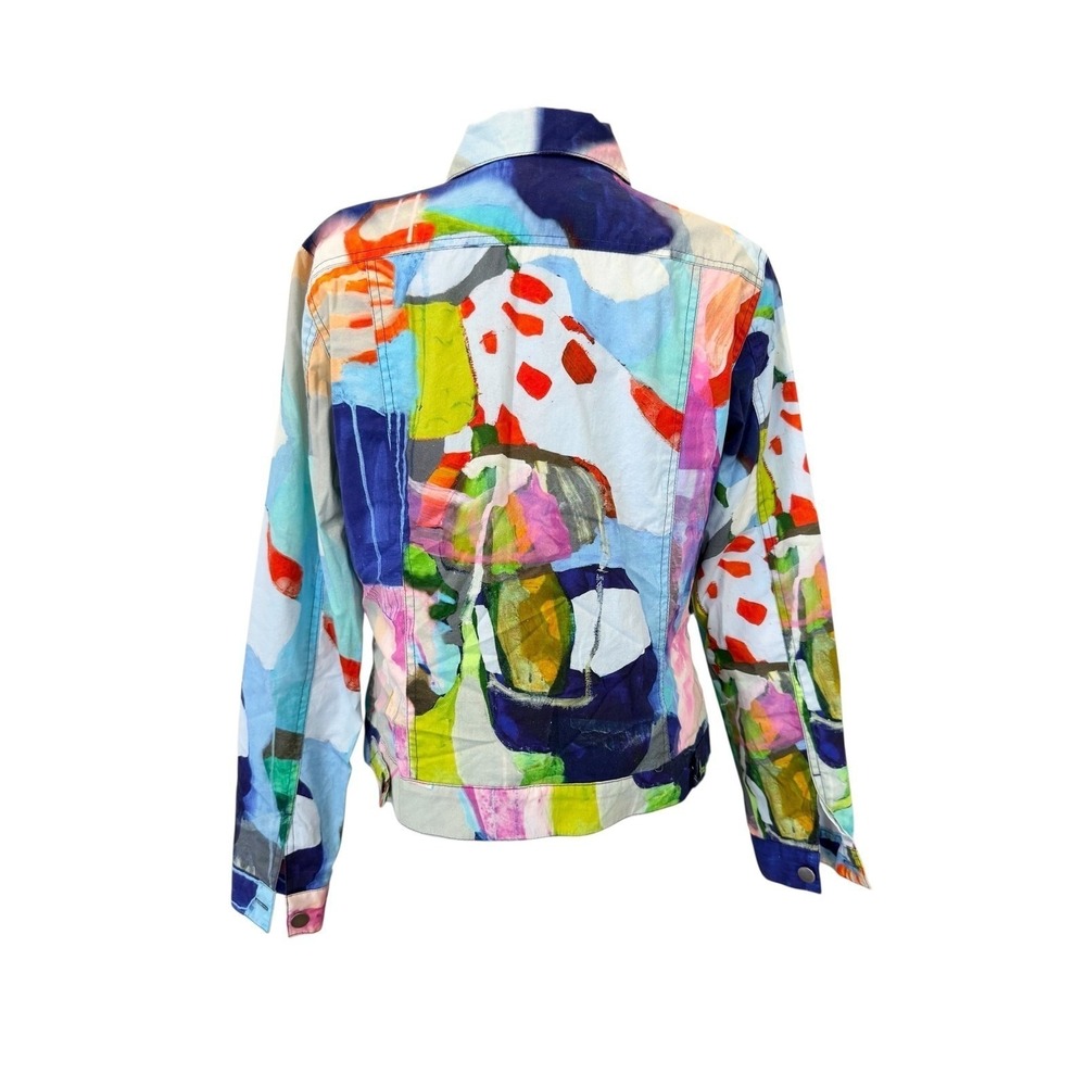 Claire Desjardins Abstract Art Jacket Cotton Wearable Art Resortwear Medium - Picture 4 of 9